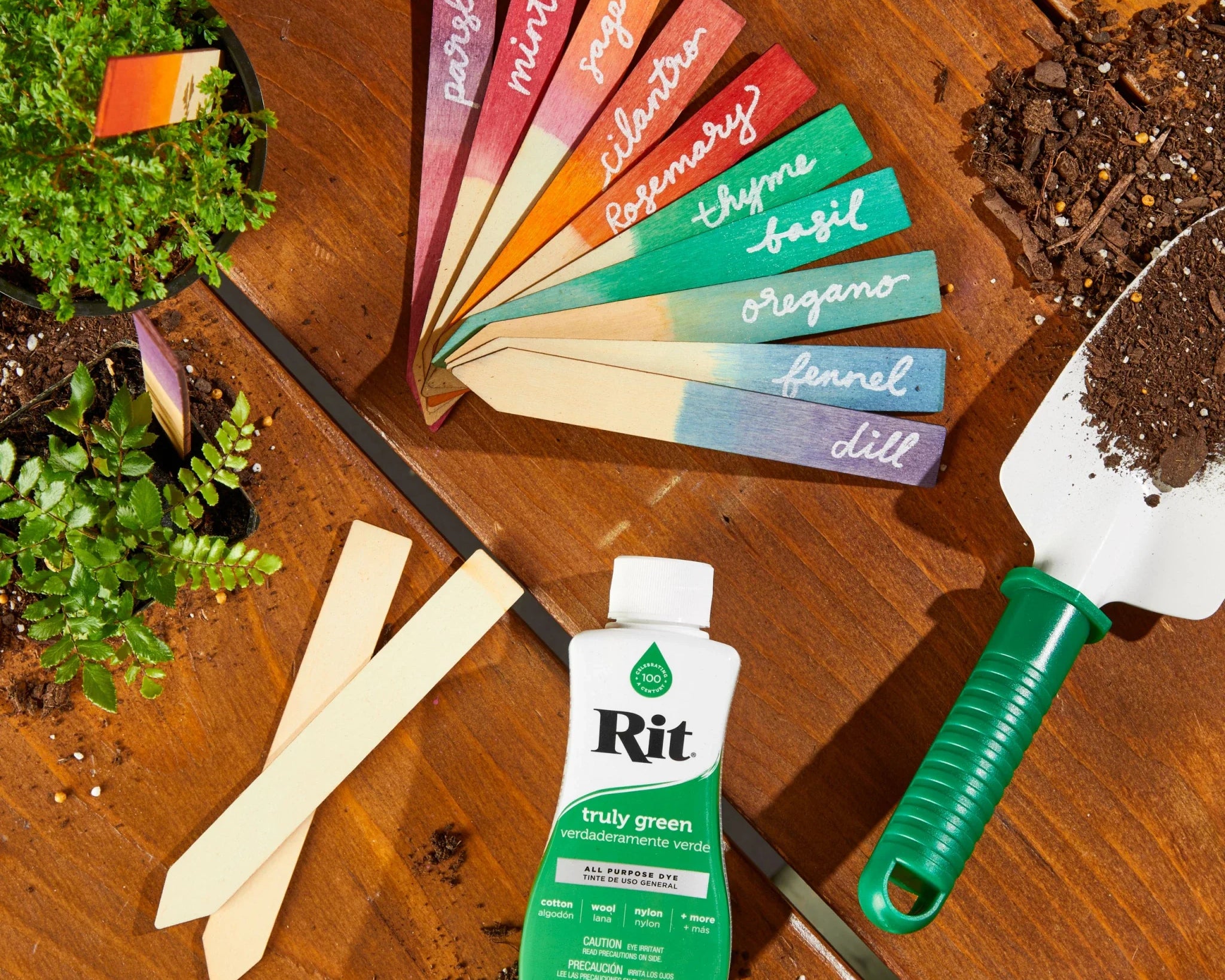 Dip Dyed Wood Garden Markers